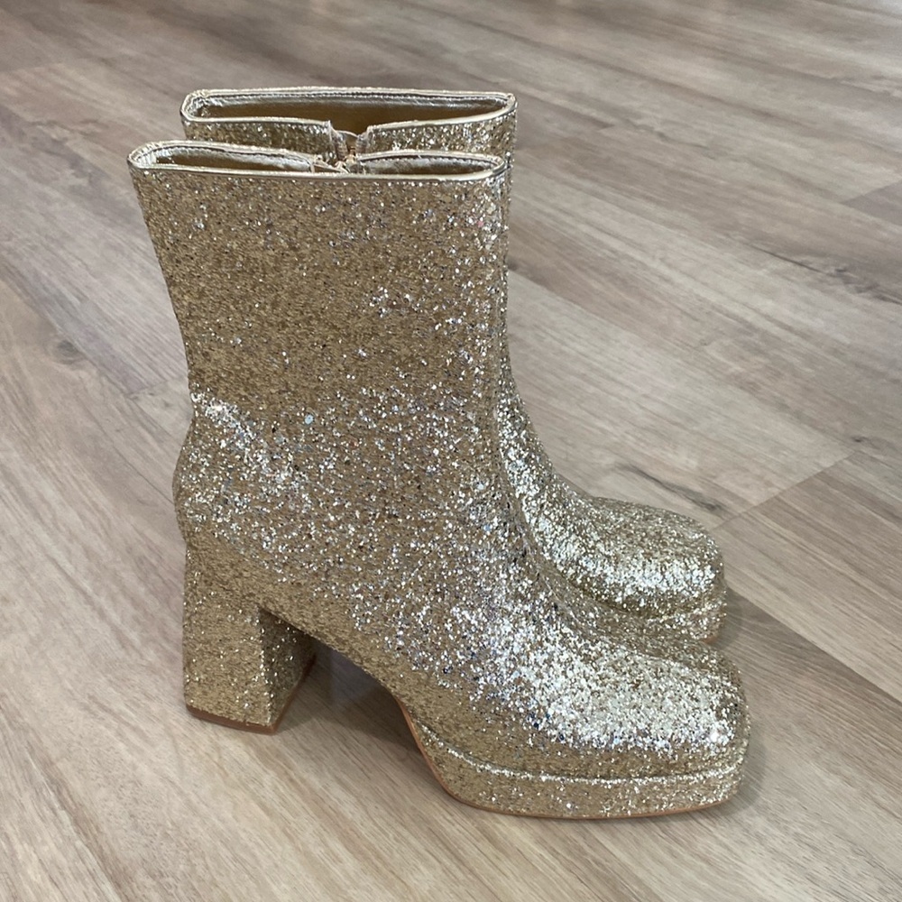 Amazon Gold Glitter Heeled Boots